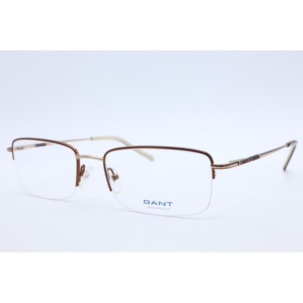 GANT G Clinton BRN/GOLD Rectangle Eyeglasses Clear Lenses 57mm